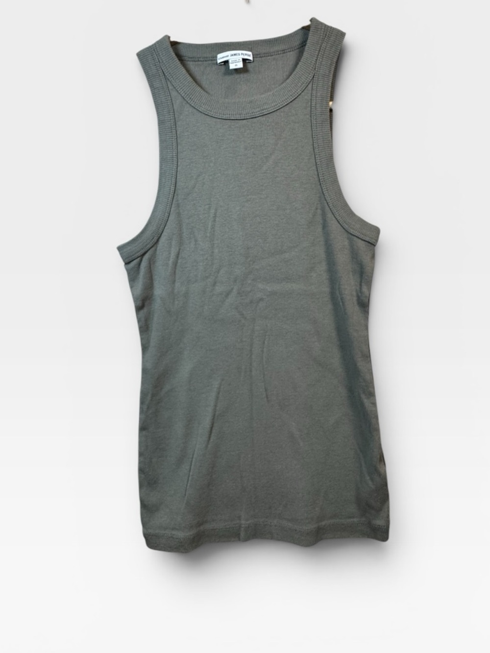 JAMES PERSE Minimalist Luxury Ribbed Sleeveless Tank - Olive - Size Zero / XS